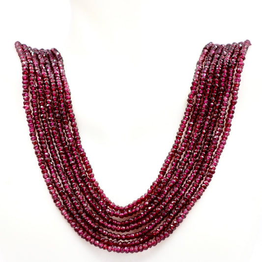 Rhodolite Garnet Multi - Strand Beaded Necklace - Taj Mahal Gems