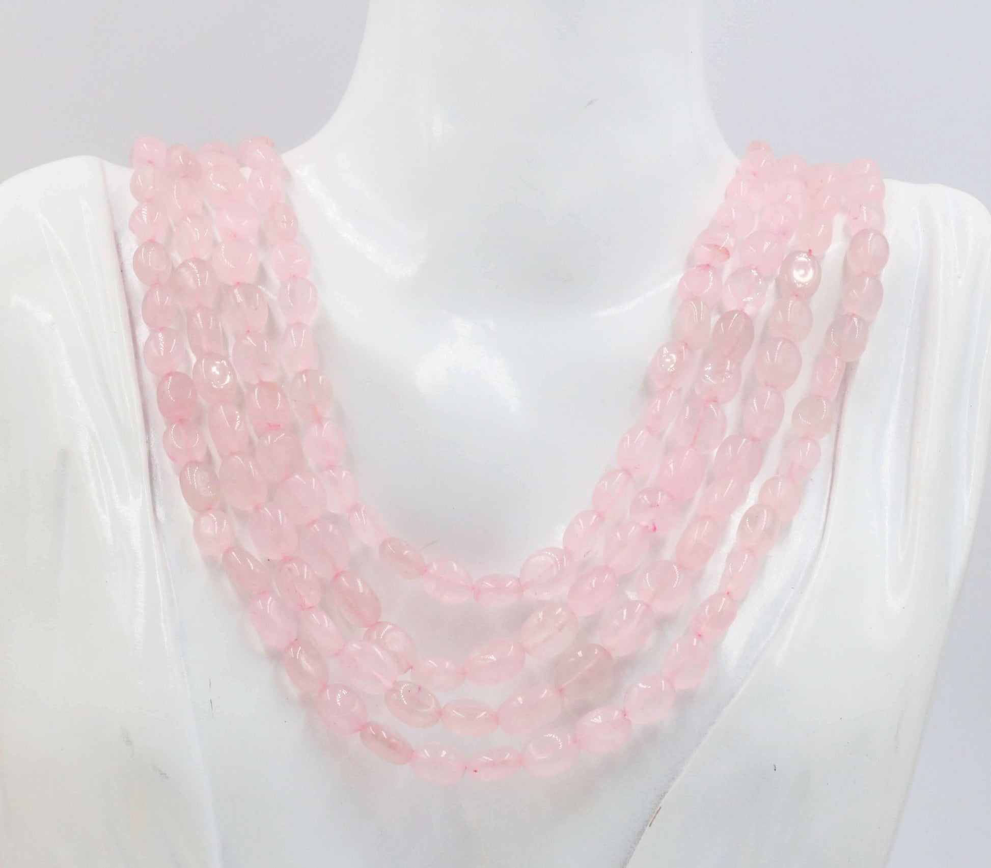 Rose Quartz Beaded Necklace - Taj Mahal Gems