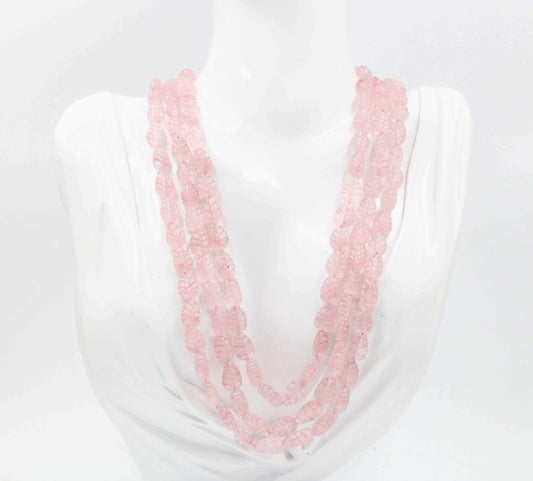 Rose Quartz Beaded Necklace - Taj Mahal Gems
