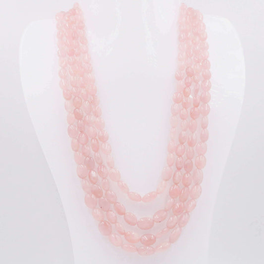 Rose Quartz Beaded Necklace - Taj Mahal Gems