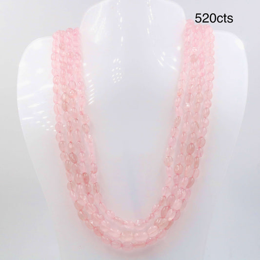 Rose Quartz Beaded Necklace - Taj Mahal Gems