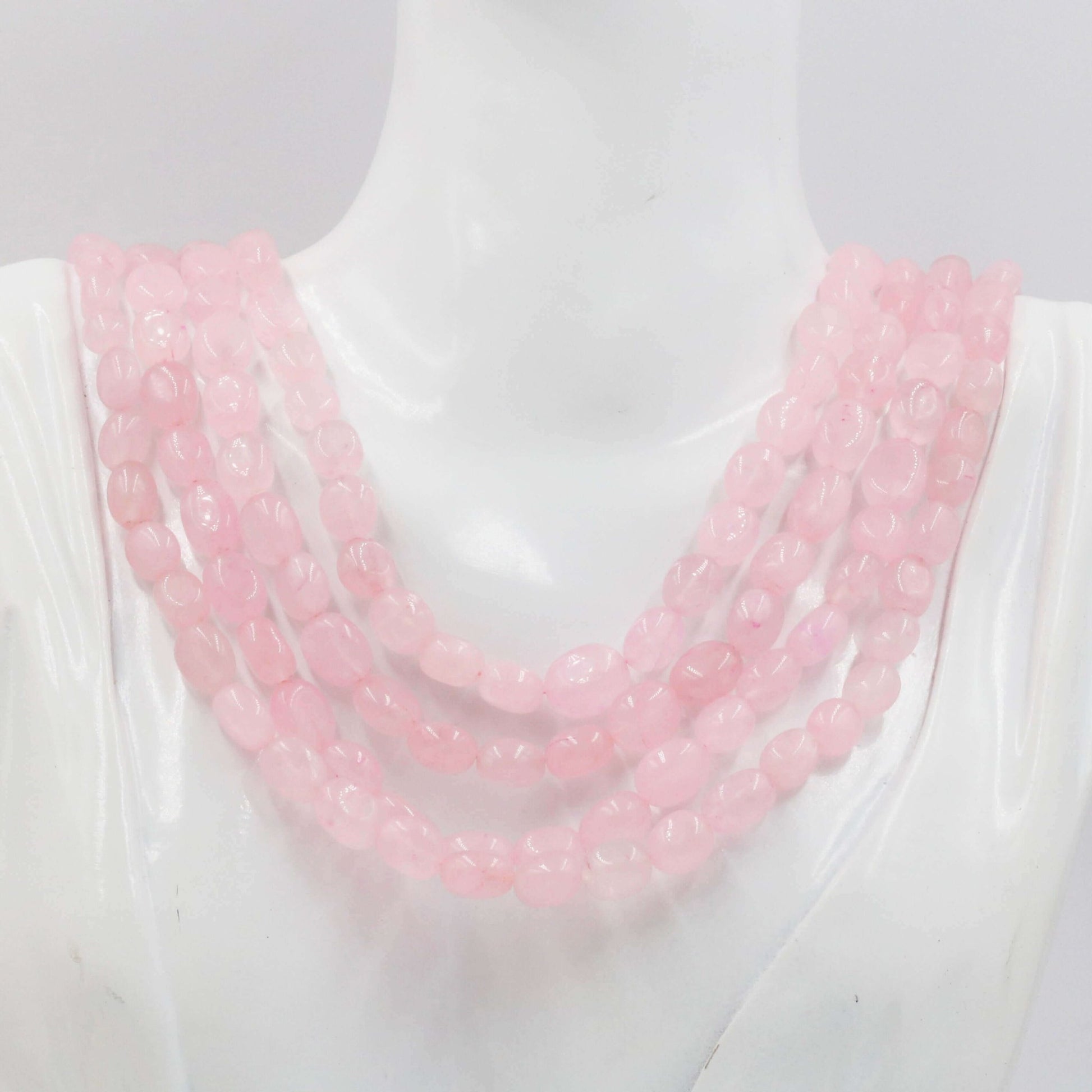Rose Quartz Beaded Necklace - Taj Mahal Gems