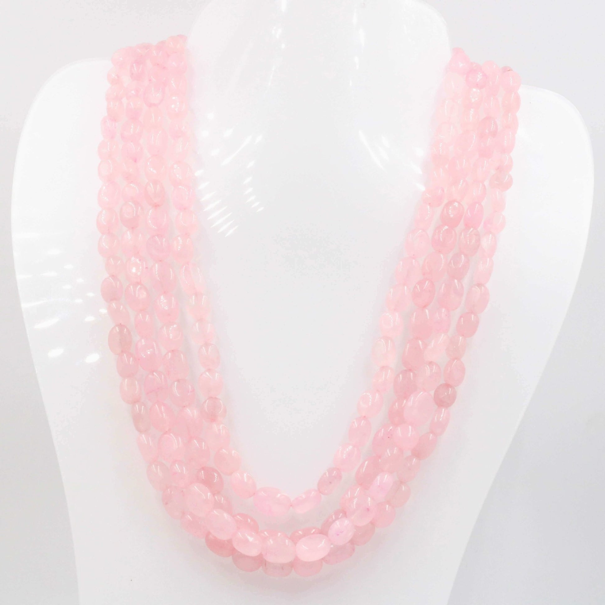 Rose Quartz Beaded Necklace - Taj Mahal Gems
