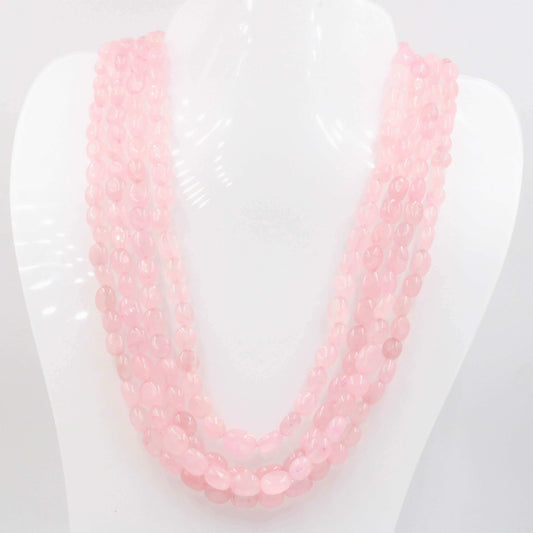 Rose Quartz Beaded Necklace - Taj Mahal Gems