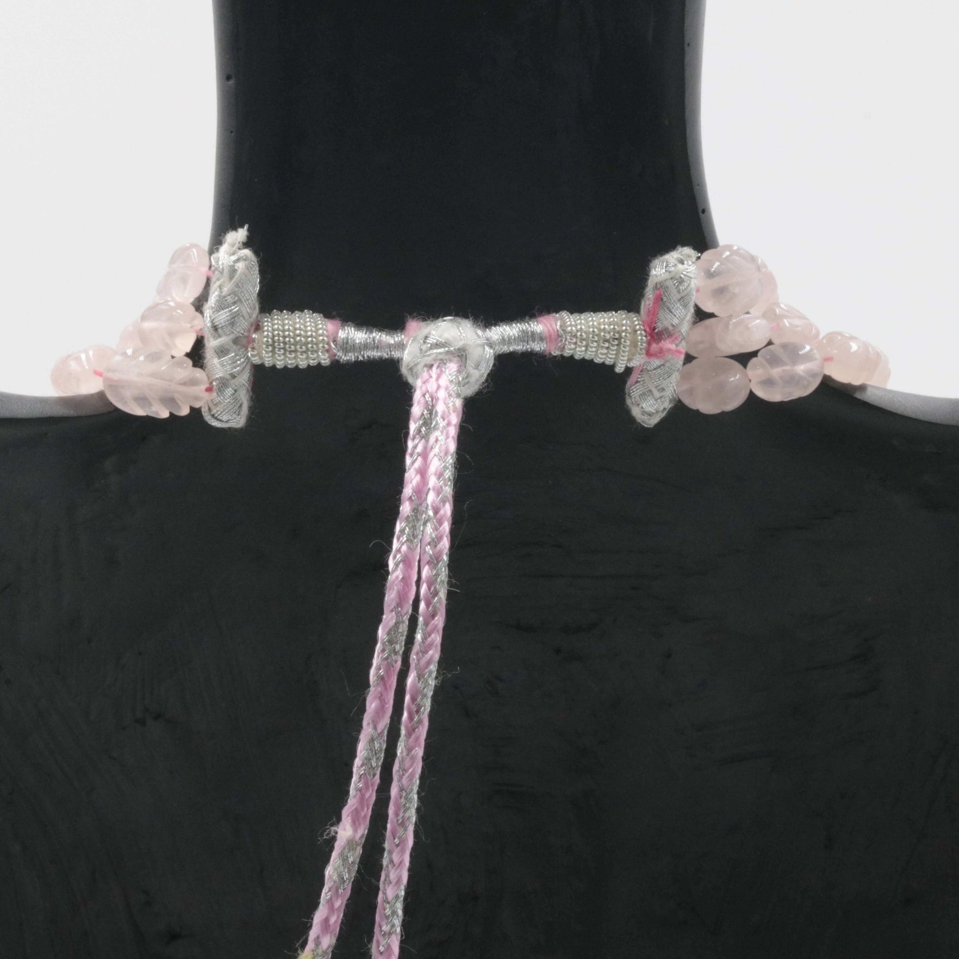 Rose Quartz Leaves Necklace - Taj Mahal Gems
