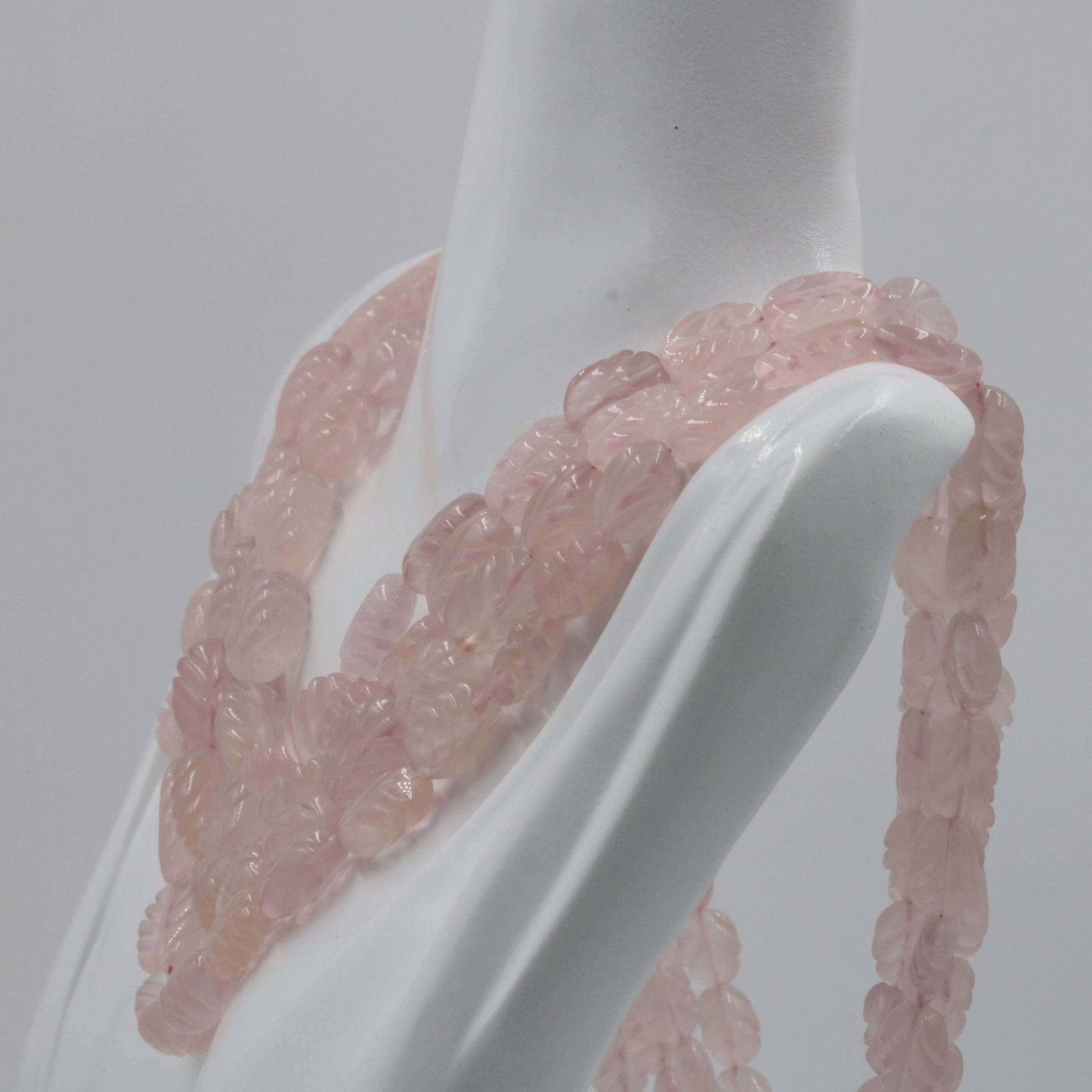 Rose Quartz Leaves Necklace - Taj Mahal Gems