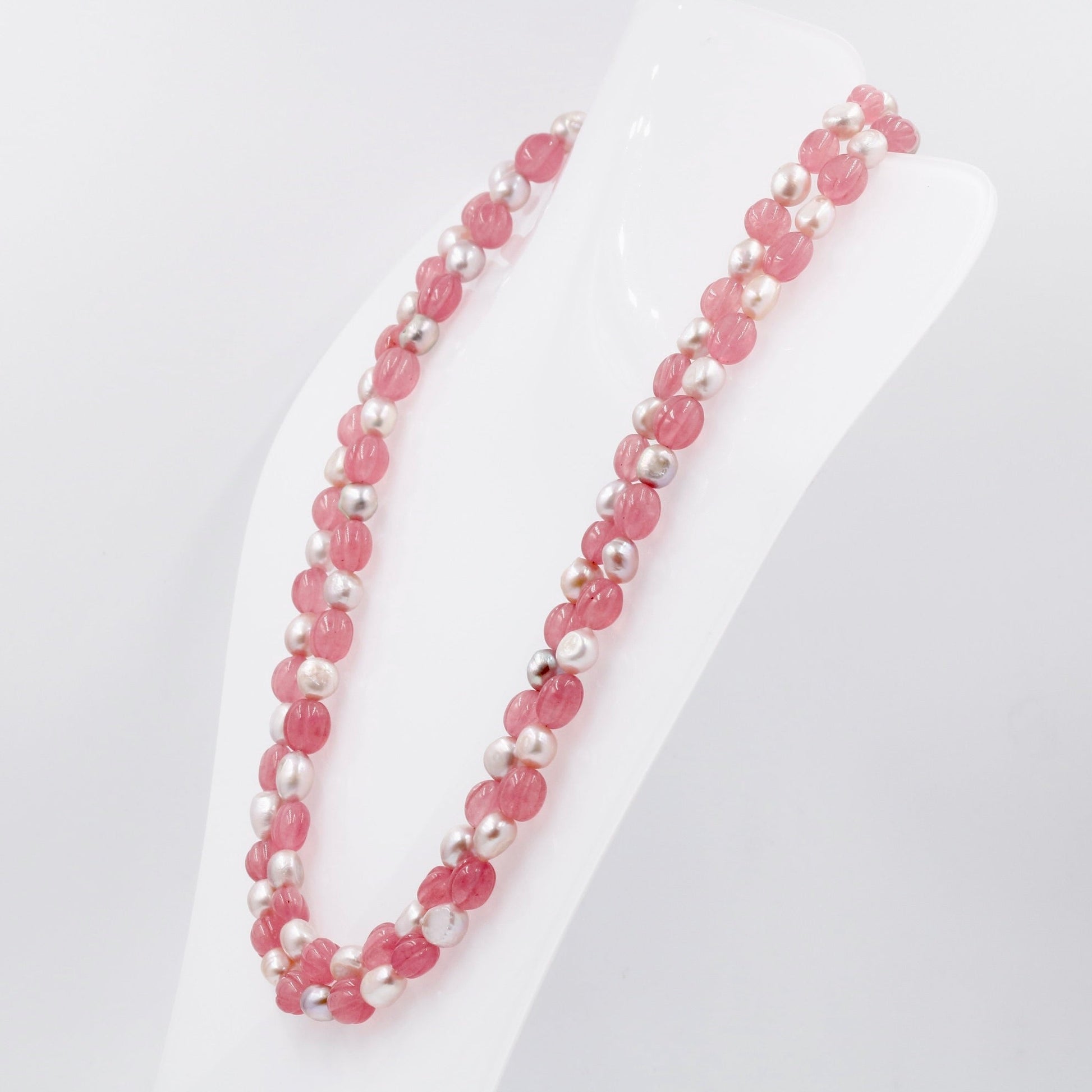 Rose Quartz with Fresh Water Pearl Necklace - Taj Mahal Gems