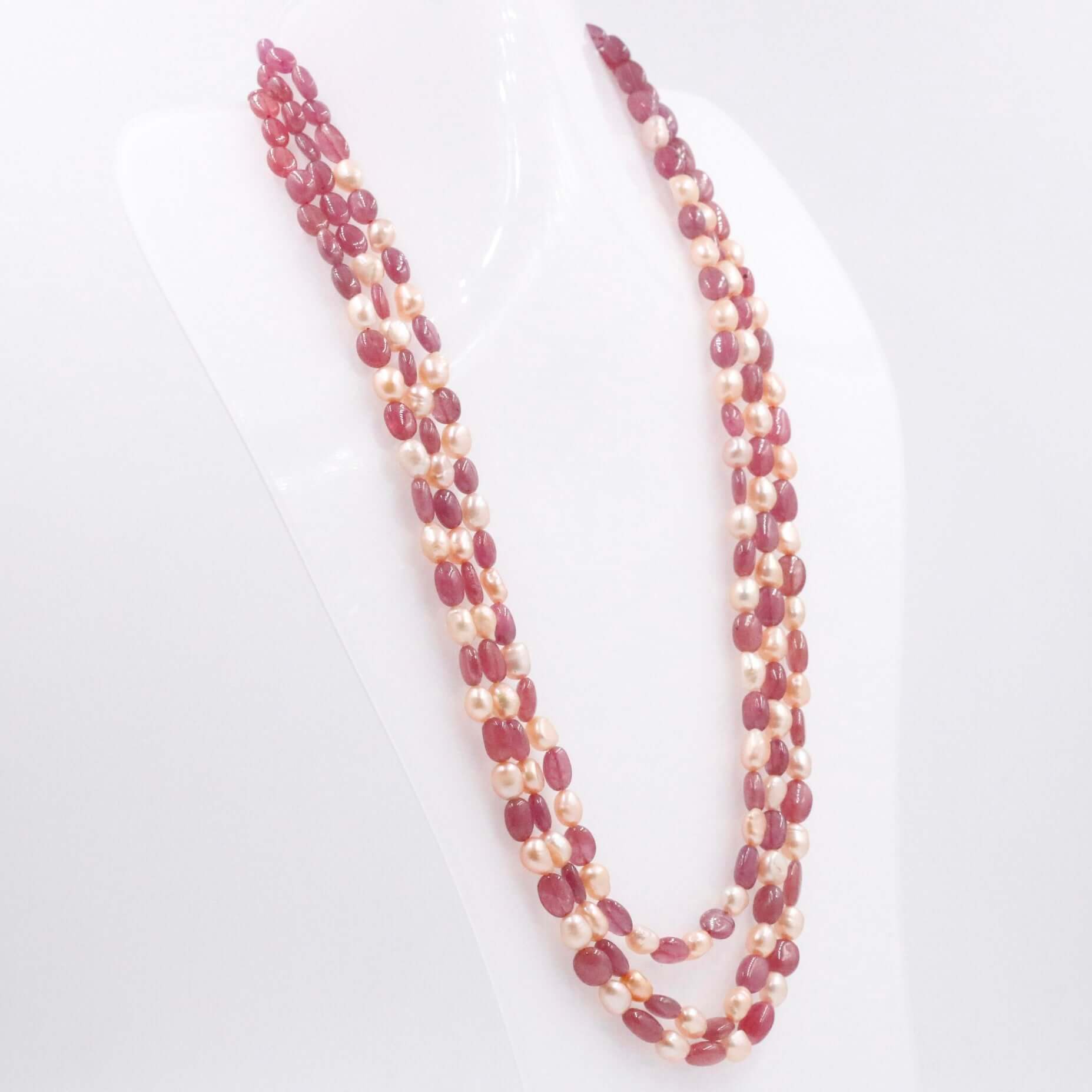 Ruby and Pearl Necklace - Taj Mahal Gems