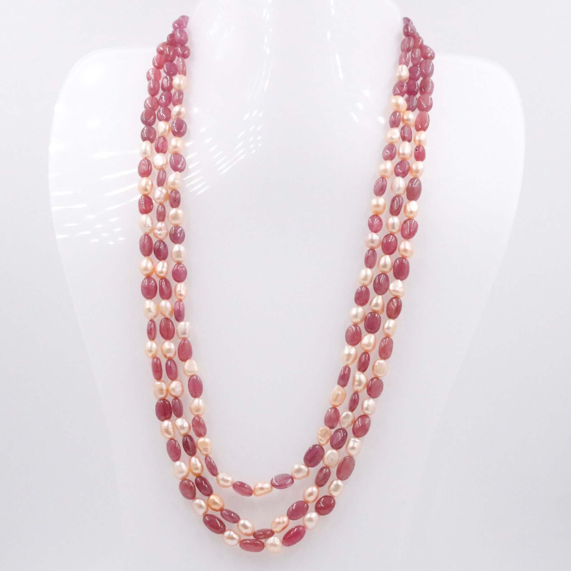 Ruby and Pearl Necklace - Taj Mahal Gems
