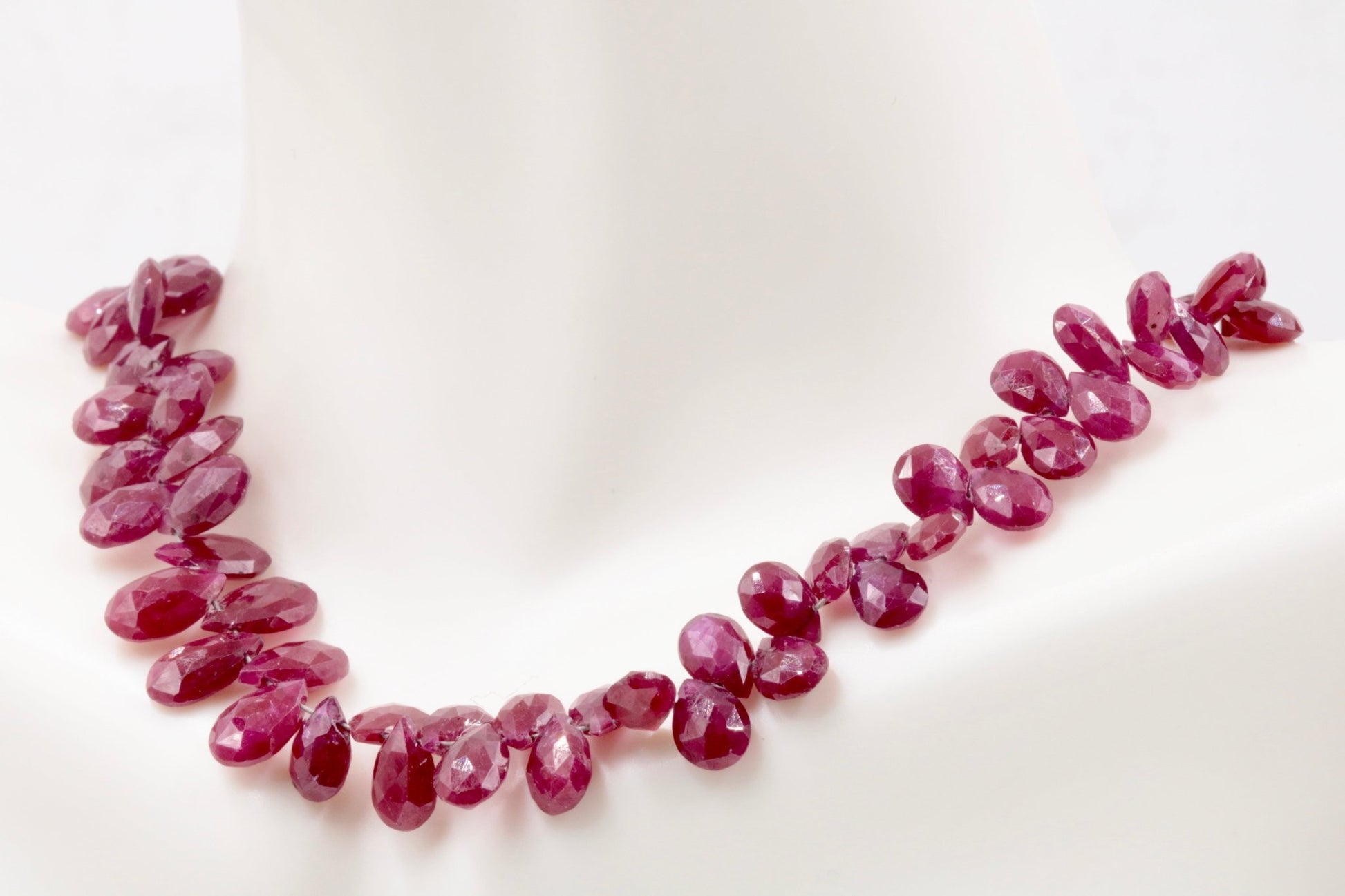 Ruby Briolette Beads Strand - Taj Mahal Gems