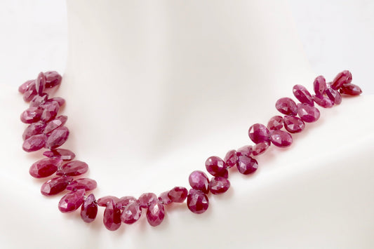 Ruby Briolette Beads Strand - Taj Mahal Gems