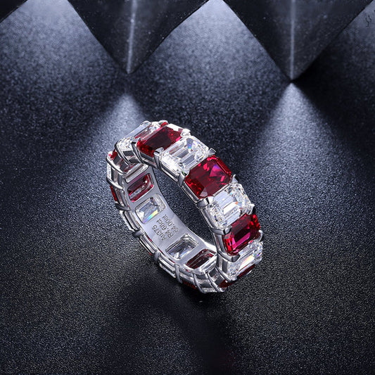Ruby Eternity Ring with CZ Charms - Taj Mahal Gems