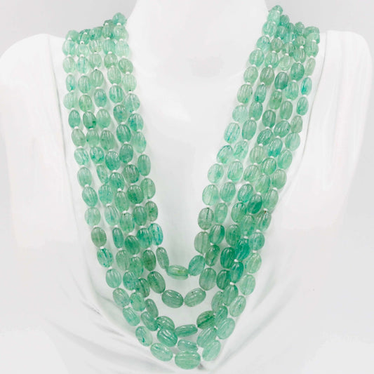 Russian Emerald Quartz Beaded Necklace - Taj Mahal Gems