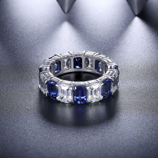 Sapphire Eternity Ring with CZ Charms - Taj Mahal Gems