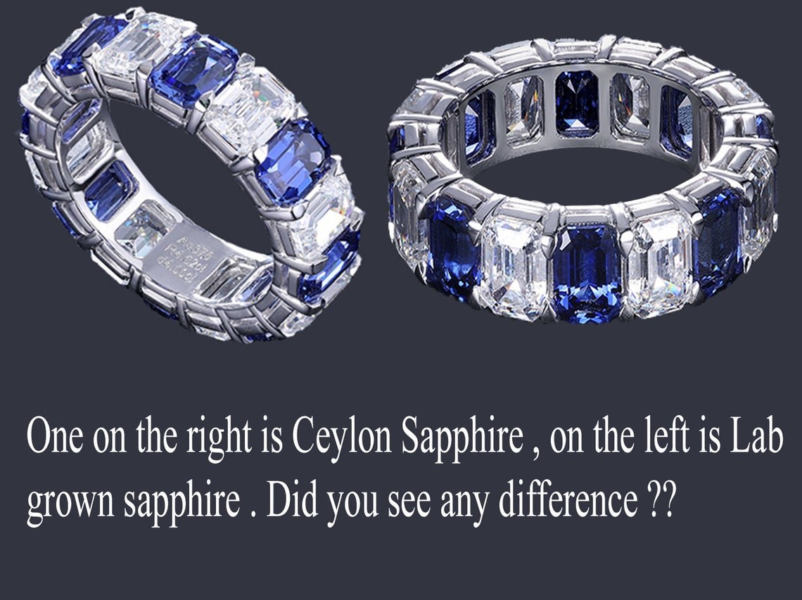Sapphire Eternity Ring with CZ Charms - Taj Mahal Gems