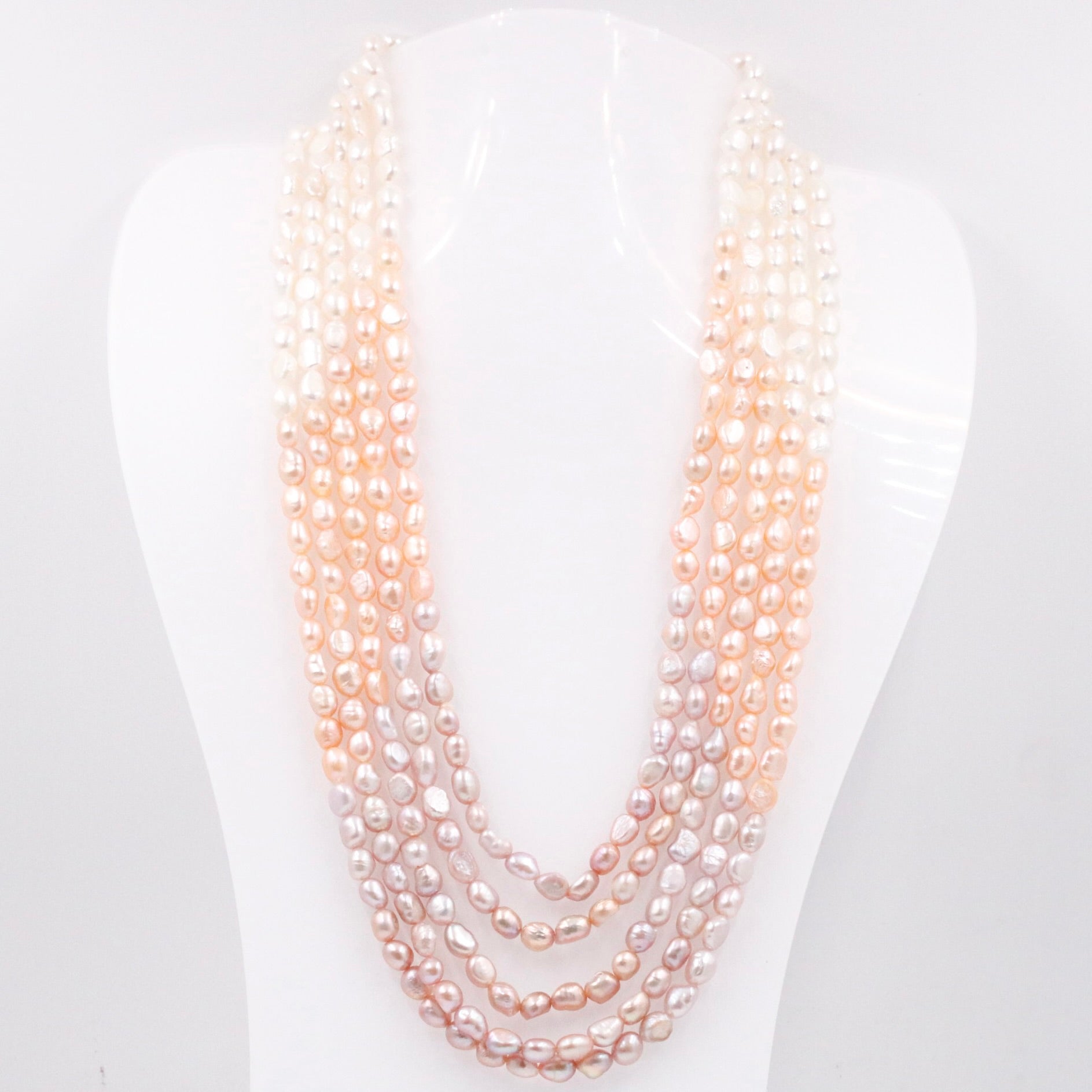 Shaded Multi - Strand Cultured Pearl Necklace - Taj Mahal Gems