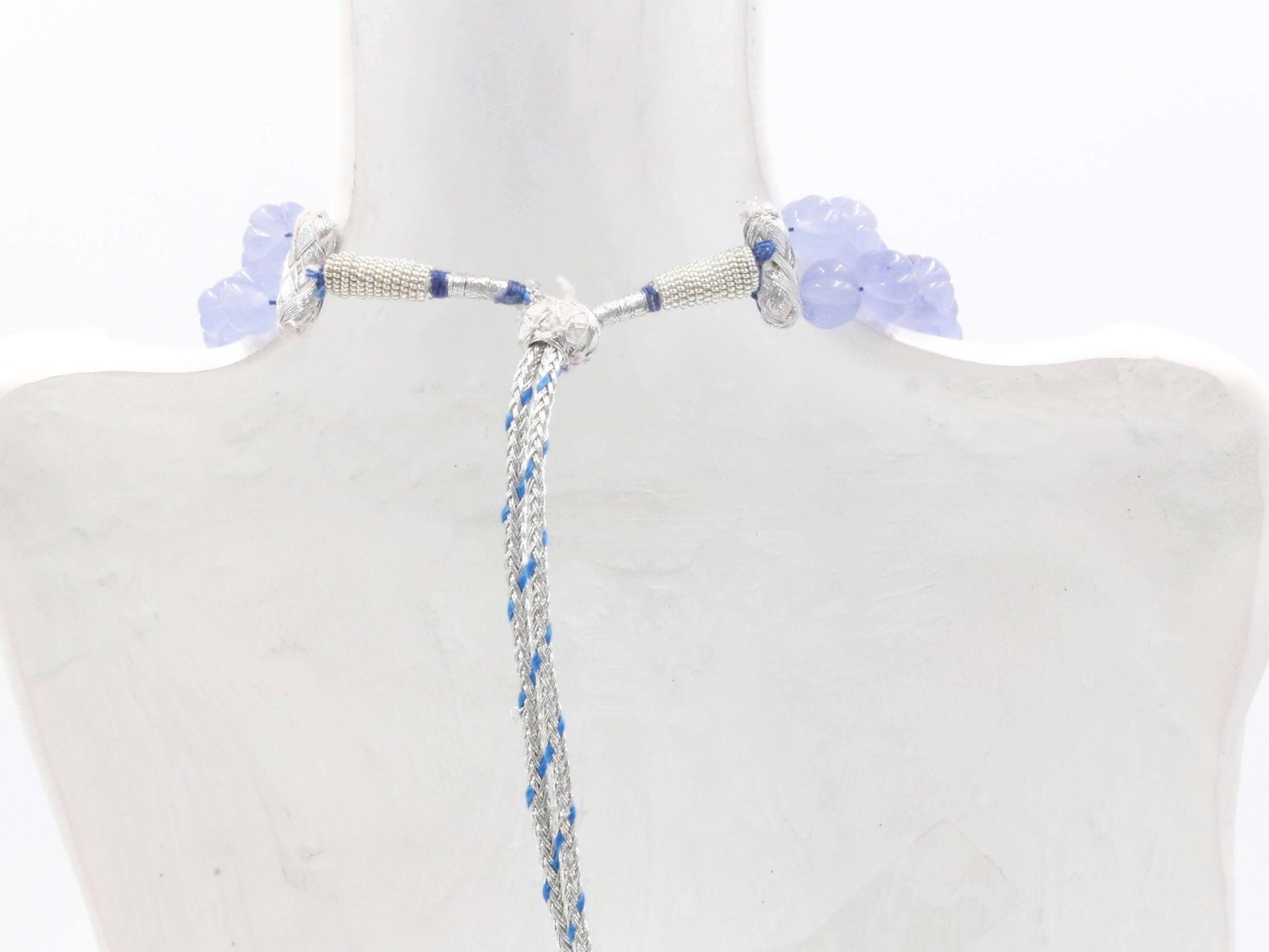 Sky Blue Quartz Pumpkin Beads Necklace - Taj Mahal Gems