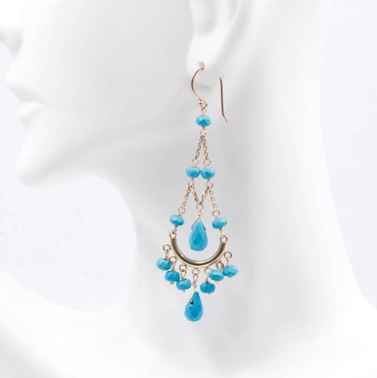 Sleeping Beauty Turquoise Half Moon Earrings - Taj Mahal Gems
