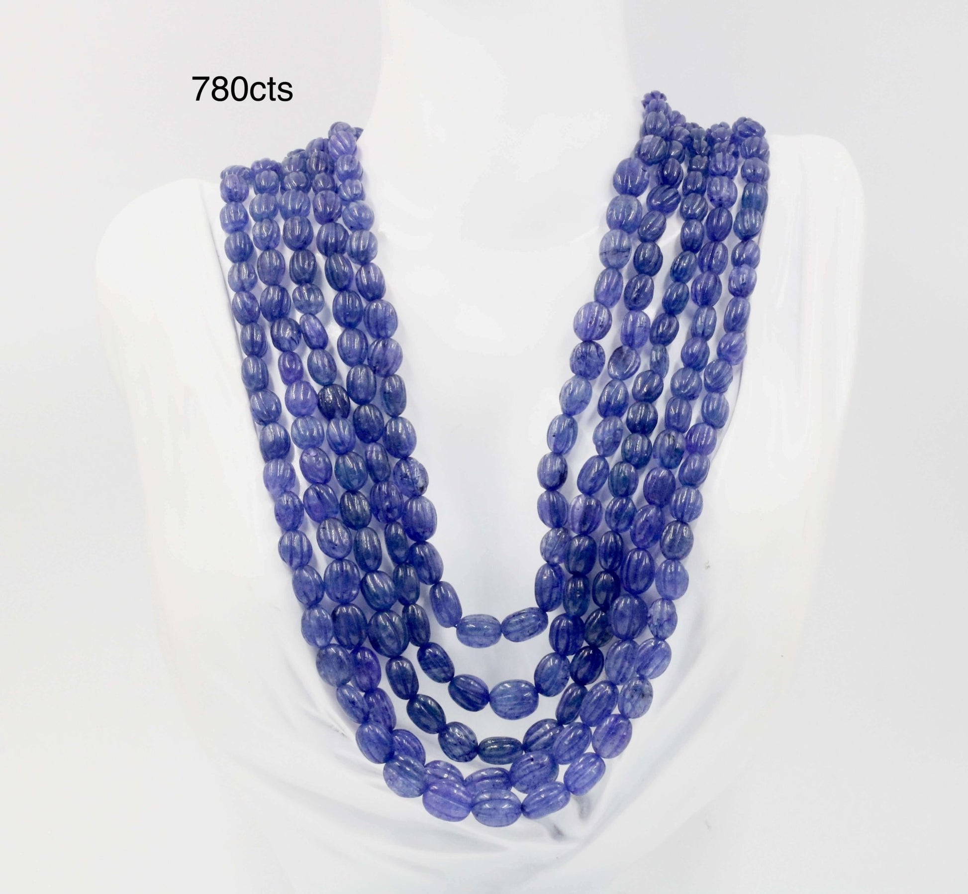 Tanzanite Quartz Pumpkin Beads Necklace - Taj Mahal Gems