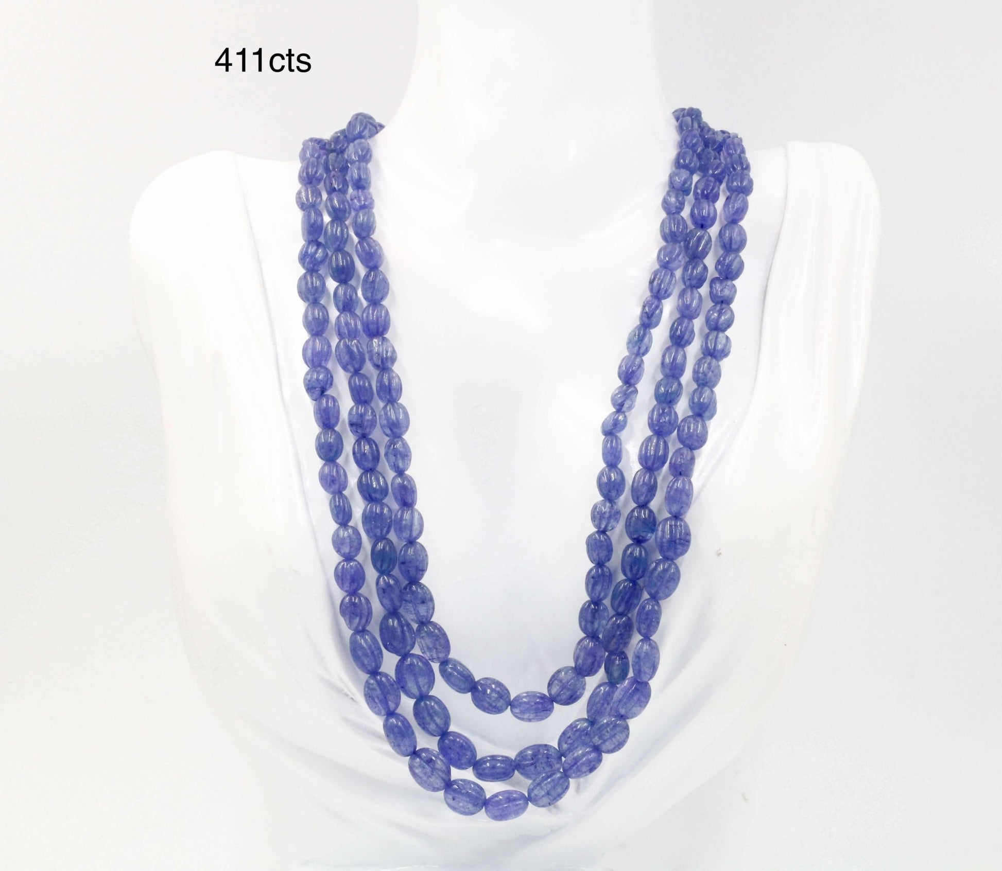 Tanzanite Quartz Pumpkin Beads Necklace - Taj Mahal Gems