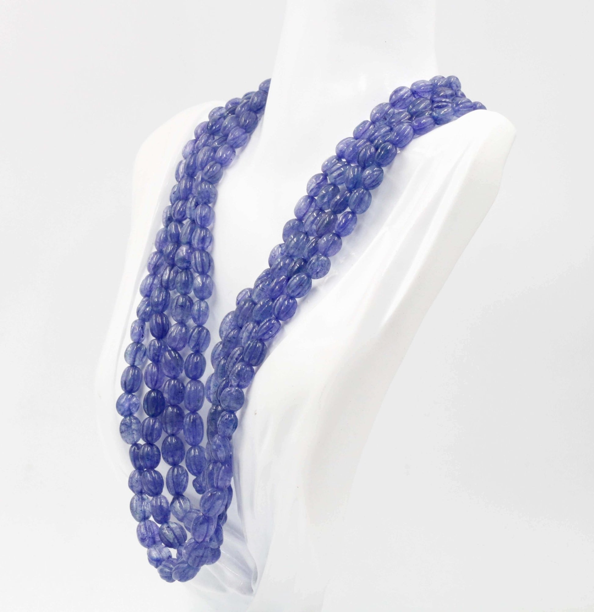 Tanzanite Quartz Pumpkin Beads Necklace - Taj Mahal Gems