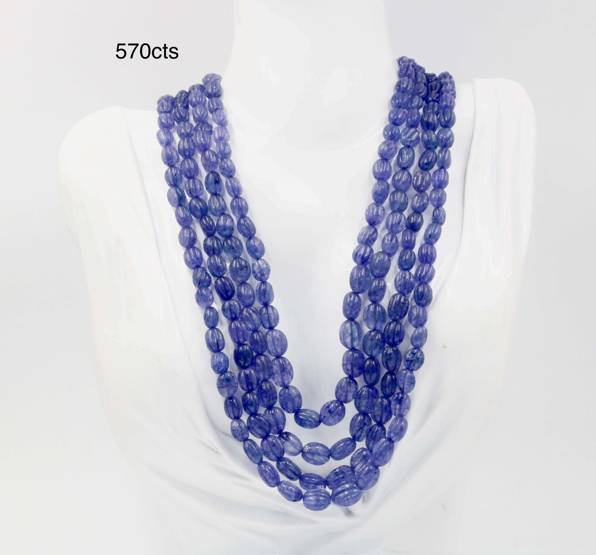 Tanzanite Quartz Pumpkin Beads Necklace - Taj Mahal Gems