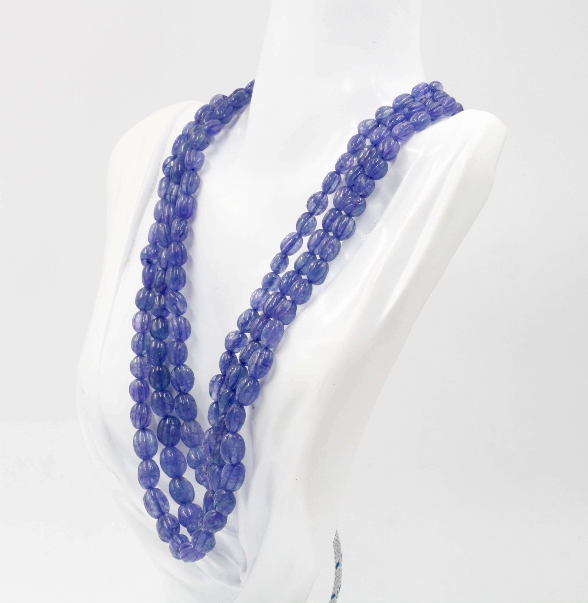 Tanzanite Quartz Pumpkin Beads Necklace - Taj Mahal Gems