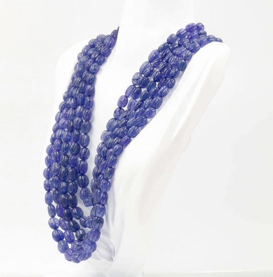 Tanzanite Quartz Pumpkin Beads Necklace - Taj Mahal Gems