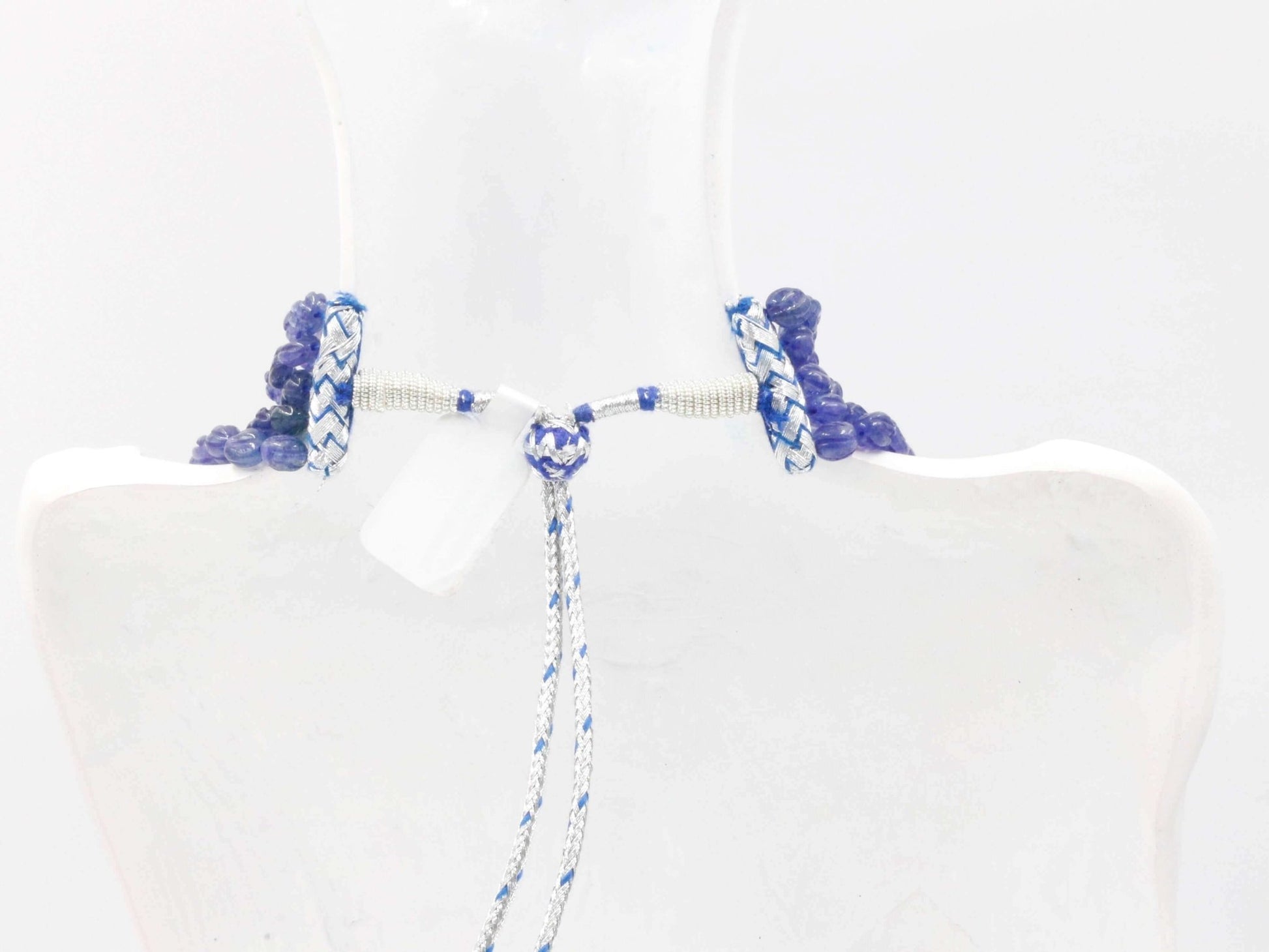 Tanzanite Quartz Pumpkin Beads Necklace - Taj Mahal Gems