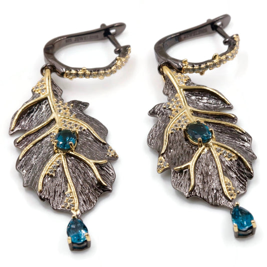 Topaz Dangle Leaf Earrings - Taj Mahal Gems