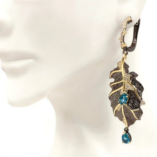 Topaz Dangle Leaf Earrings - Taj Mahal Gems