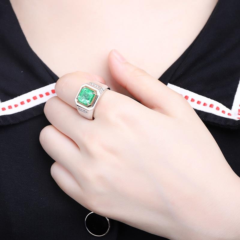 Two - Tone Colombian Emerald Ring - Taj Mahal Gems