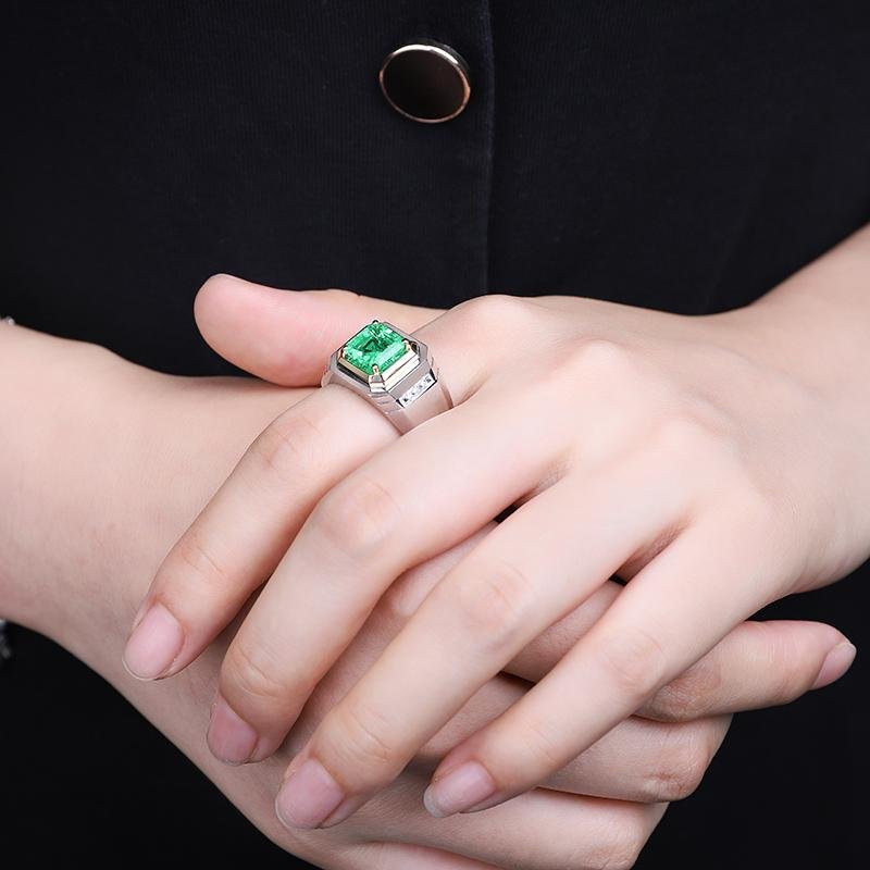 Two - Tone Colombian Emerald Ring - Taj Mahal Gems