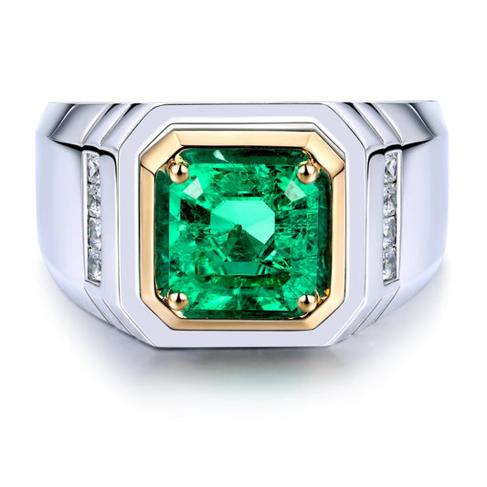 Two - Tone Colombian Emerald Ring - Taj Mahal Gems