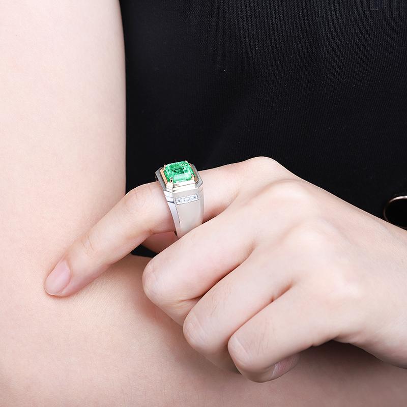 Two - Tone Colombian Emerald Ring - Taj Mahal Gems
