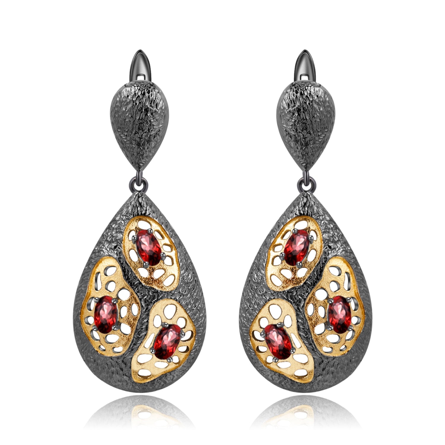 Vintage Earrings - Blue Topaz Amethyst Garnet - Taj Mahal Gems