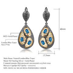 Vintage Earrings - Blue Topaz Amethyst Garnet - Taj Mahal Gems
