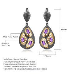Vintage Earrings - Blue Topaz Amethyst Garnet - Taj Mahal Gems