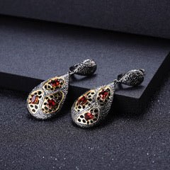 Vintage Earrings - Blue Topaz Amethyst Garnet - Taj Mahal Gems
