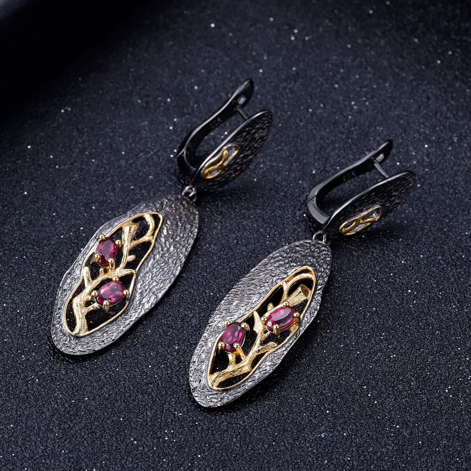 Vintage Rhodolite Garnet Flower Earrings - Taj Mahal Gems