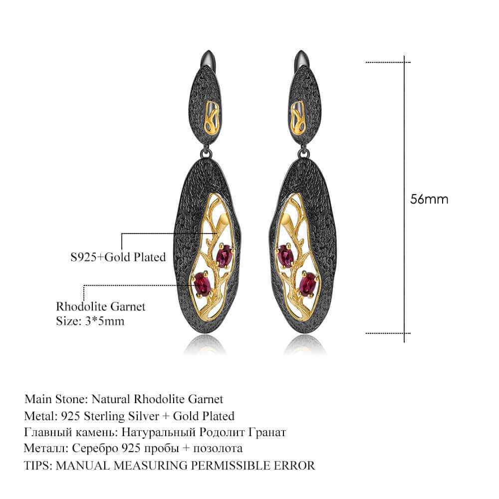 Vintage Rhodolite Garnet Flower Earrings - Taj Mahal Gems