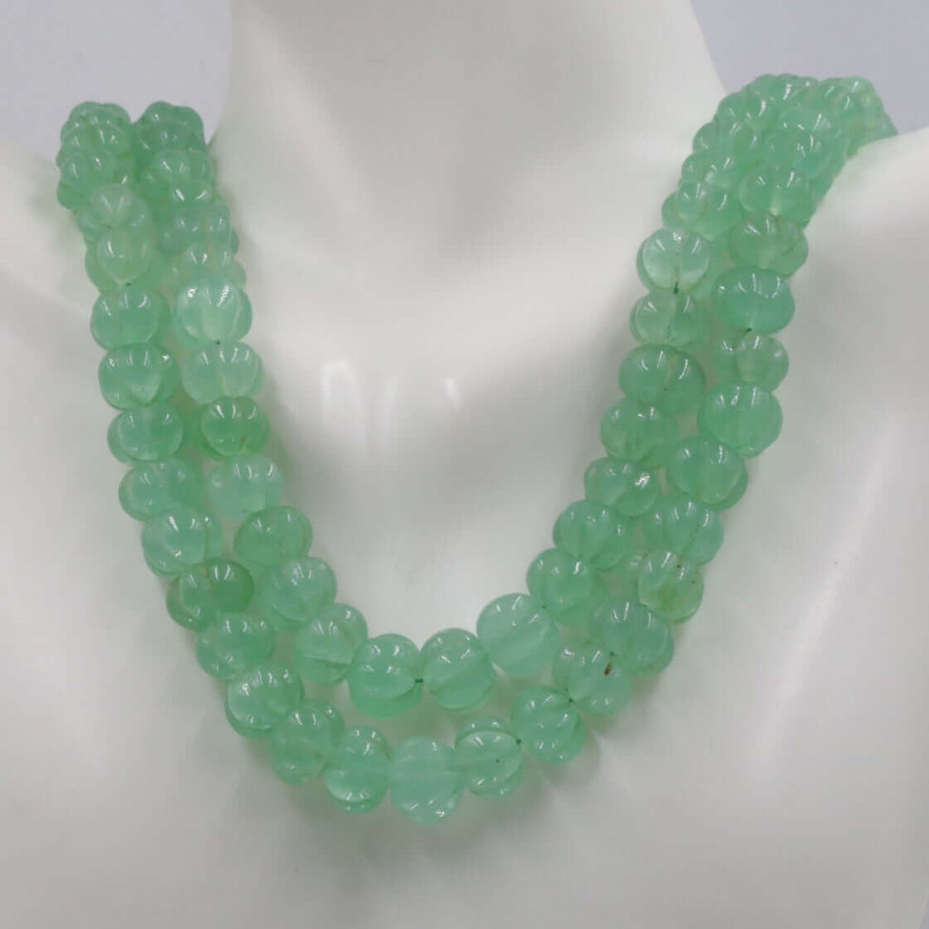 Green Quartz Pumpkin Shaped Beads Necklace - Sarafa Jewelry