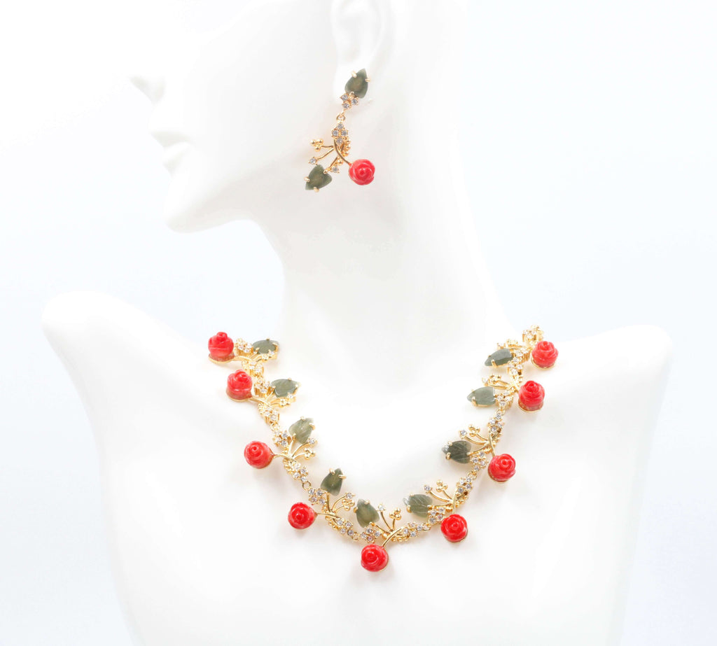 Coral Gemstone Set: Vibrant Red Beauty