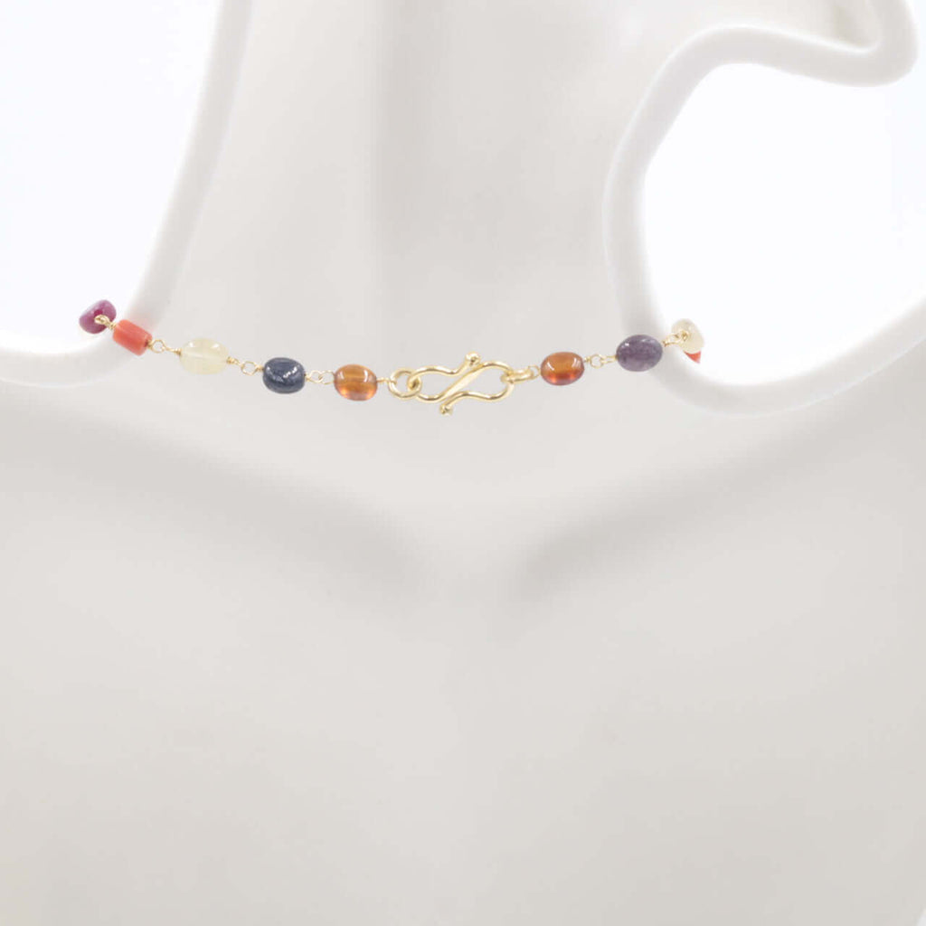 Natural Navratna Nine Gems Necklace - Traditional Indian Jewelry