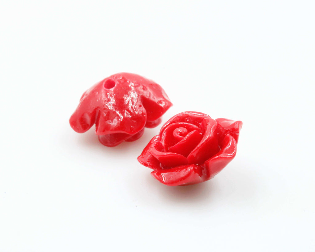Red & Pink Rose Flower Shaped Coral for DIY Jewelry