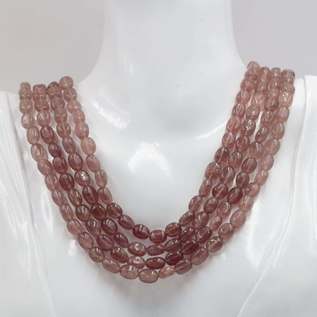 Natural Pink Strawberry Quartz Necklace: Radiant Charm
