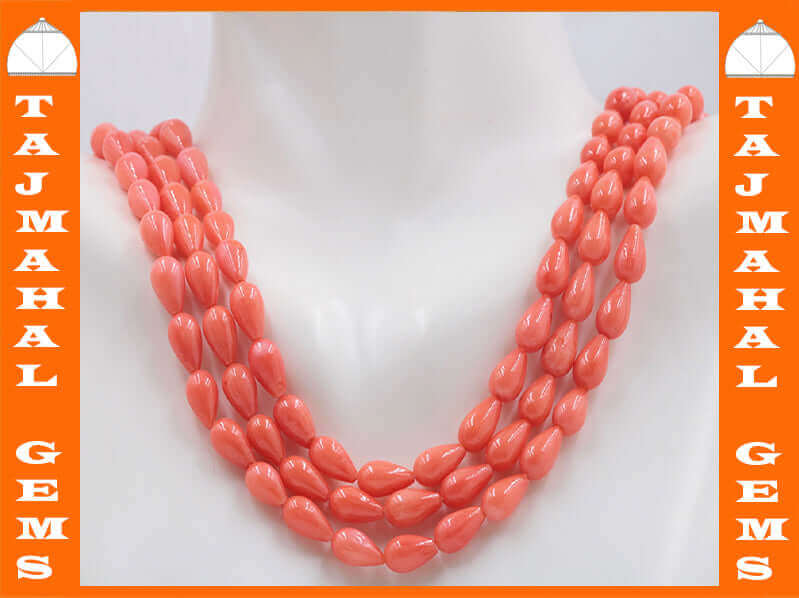Natural Orange & Pink Coral Beads Necklace - Indian Jewelry