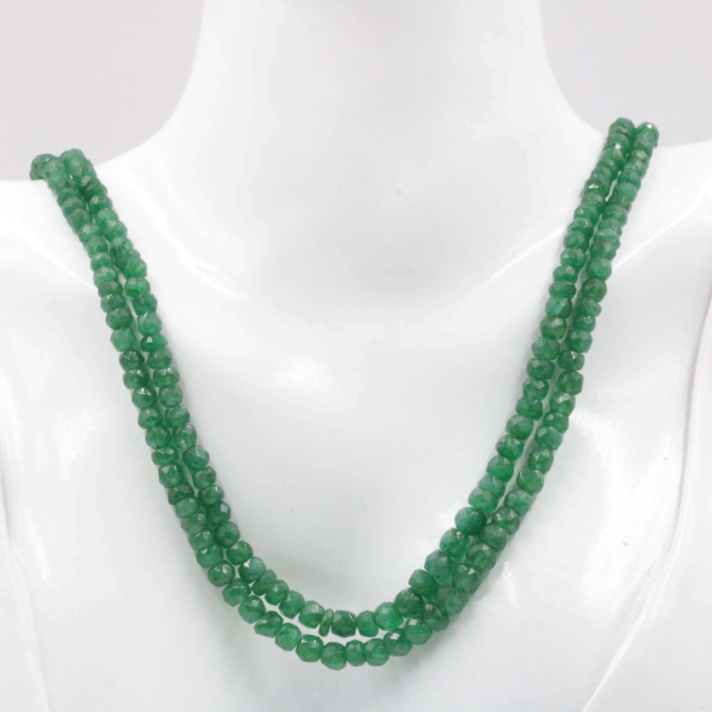 Handmade Emerald Beaded Necklace with Sarafa Design from India