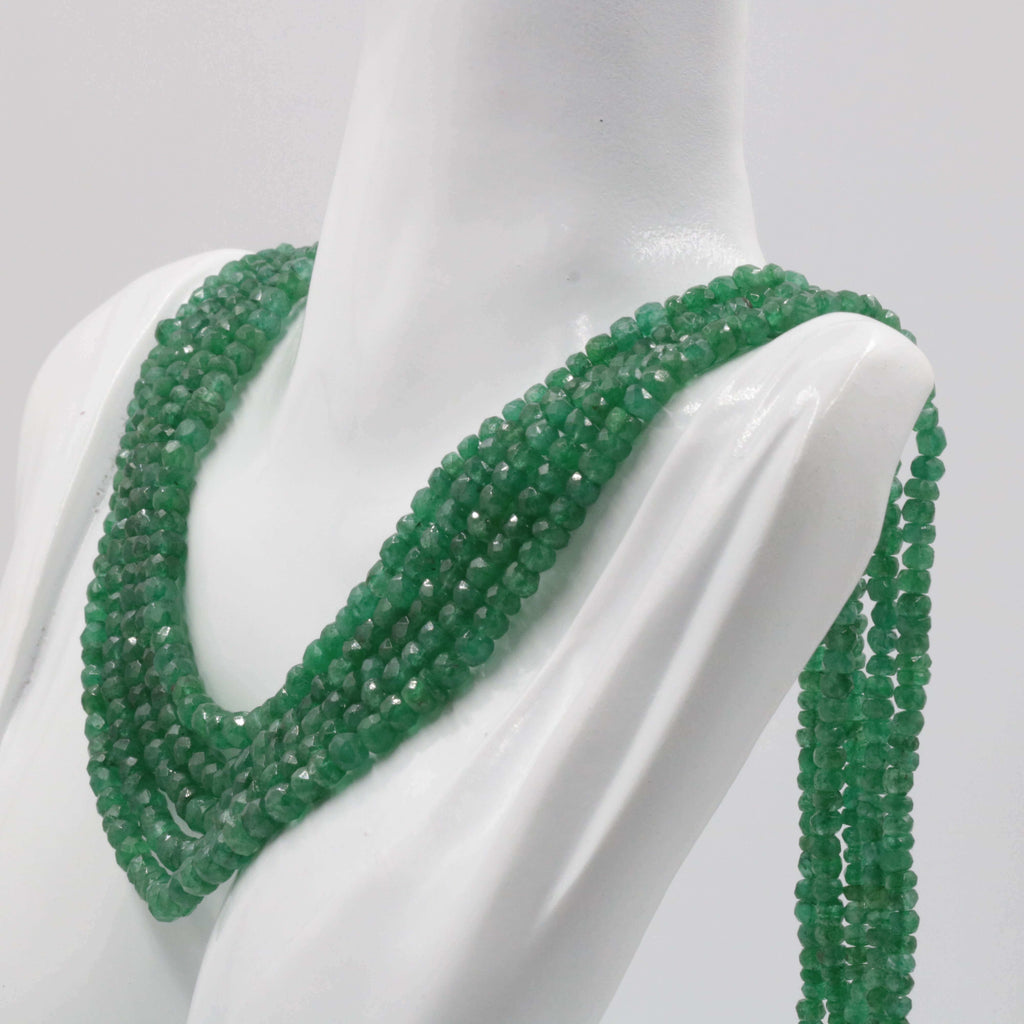 Traditional Indian Jewelry - Long & Layered Necklace with Natural Emeralds