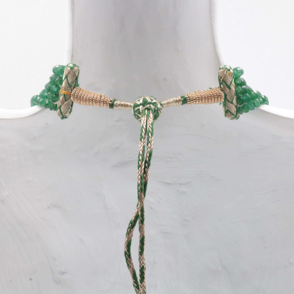 Traditional Indian Necklace with Natural Emeralds - Sarafa Design